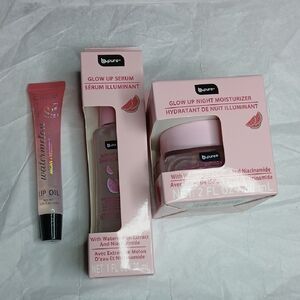 Glow Up Serum and Night Moisturizer Set And Cala Lip Oil- Watermelon